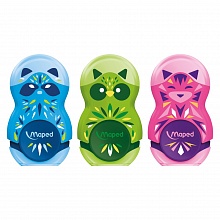 Точилка-ластик 1 отверстие с контейнером ассорти MAPED Loopy Mini Cute 2в1 049113