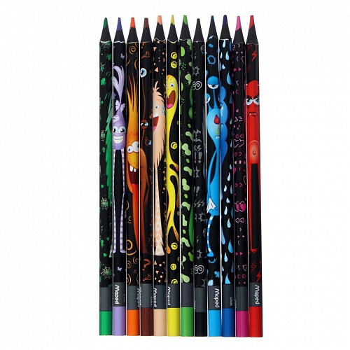 Карандаши пластиковые  12 цв трехгранные MAPED Color Peps Black Monster 862612