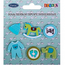 Наклейки прорезиненные Baby голубые, 6шт., Decola 2771