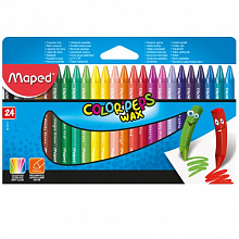Мелки восковые 24 цвета трехгранные MAPED Wax 861013