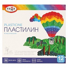 Пластилин 12 цв Классический 240г + стек Гамма, 281033