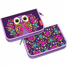 Пенал 1 отделение 13,5х20,5х3см Flower Owl Еrich Krause 46259