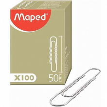 Скрепки 50мм 100шт гофрированные никелированные MAPED 039630