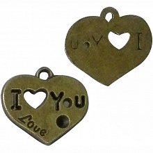 Подвеска I Love you 19х21х2мм металл 53376