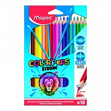 Карандаши пластиковые 18 цв трехгранные повышенной прочности MAPED Color Peps Strong 862718