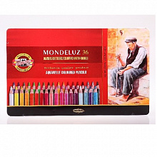 Карандаши акварельные 36 цв. металлический пенал Mondeluz Koh-I-Noor, 3725/36