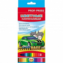 Карандаши пластиковые  24 цв. Крутое авто Проф-Пресс 2М, К-7431