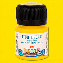 Краска акриловая глянцевая 20мл желтая светлая Decola 2926213