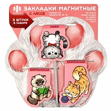 Закладка магнитная 3 штуки с ляссе Коты Феникс 59142