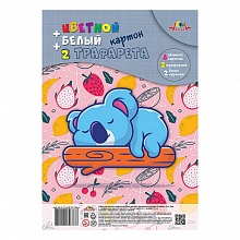 Картон 9 цв 10л + 2 трафарета на спирали Малыш-соня КТС-ПРО, С2819-02