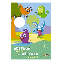 Цветная бумага 8цв 8л + картон 8цв 8л А4 Монстрики на прогулке КТС-ПРО, С0156-20