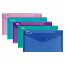 Папка-конверт с кнопкой Snopake 225х125мм K10035,К10070