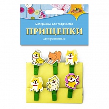 Декоративный элемент Прищепка 6шт Весёлые собачки КТС-ПРО, С3574-19