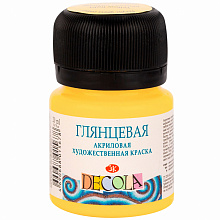 Краска акриловая глянцевая 20мл лимонная Decola 2926214