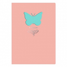 Записная книжка А5 80л Листофф Butterfly розовая искусственная кожа тиснение фольгой, КЗБФЛ5802929
