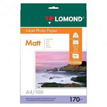 Фотобумага Lomond А4 170г/м2 матовая 100л, 0102006