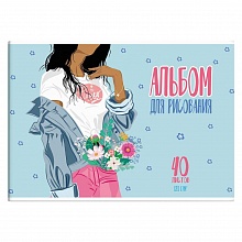 Альбом для рисования А4 40л склейка Модница Феникс 60378