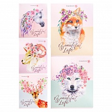 Тетрадь  48л клетка Животные в цветах ассорти Проф-Пресс ТМ Collezione, 48-1186