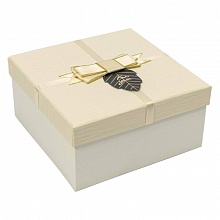 Коробка подарочная квадратная 19х19х9,5см бежевая For You OMG, 7201530/6