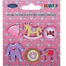 Наклейки прорезиненные Baby розовые, 6шт., Decola 2787