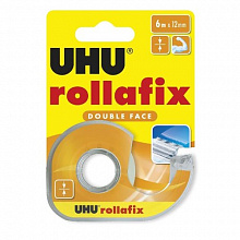 Клейкая лента двусторонняя с диспенсером 12мм х6м UHU Rollafix, 36975