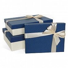 Коробка подарочная прямоугольная 29x19x8см синяя-слоновая кость Д10103П.286.1