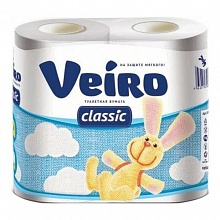 Бумага туалетная двухслойная 4 рулона белая VEIRO Classic 5С24