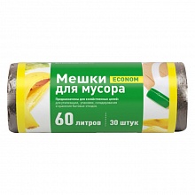 Пакет для мусора 60л рулон 30шт ПНД Econom, PRO963C