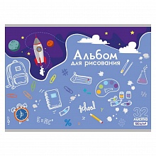 Альбом для рисования А4 32л скоба Школьные предметы Проф-Пресс, 32-9697