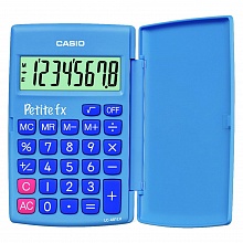 Калькулятор карманный 8 разрядов CASIO голубой с крышкой LC-401LV-BU-W-A-EP