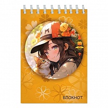 Блокнот А6 48л спираль клетка Аниме. Девочка с котенком КТС-ПРО, С0115-115