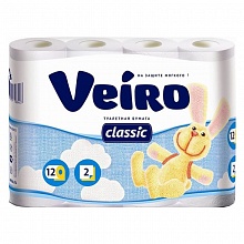 Бумага туалетная двухслойная 12 рулонов белая Linia VEIRO Classic 5С212
