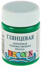 Краска акриловая глянцевая 50мл зеленая средняя Decola 2928722