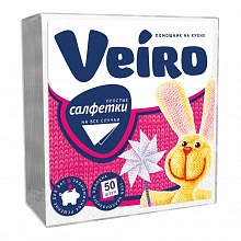 Салфетки бумажные белые 50шт 24х24см Linia VEIRO, 123214
