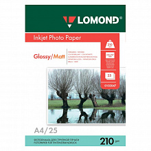 Фотобумага Lomond А4 210г/м2 глянцевая/матовая двустороннее покрытие 25л для струйной печати 0102047