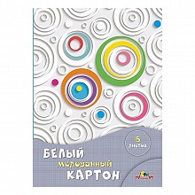 Картон белый 6л А4 мелованный в папке Белые завитки КТС-ПРО, С1087-16