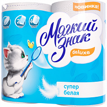 Бумага туалетная Мягкий знак Deluxe двухслойная 4 рулона белая C41