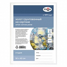 Холст грунтованный на картоне 30х40см хлопок 280г/м2 мелкое зерно Гамма, 280818_06