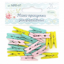 Декоративный элемент Прищепка 18шт лимонный, мятный, нежно- розовый Рукоделие MPD-07