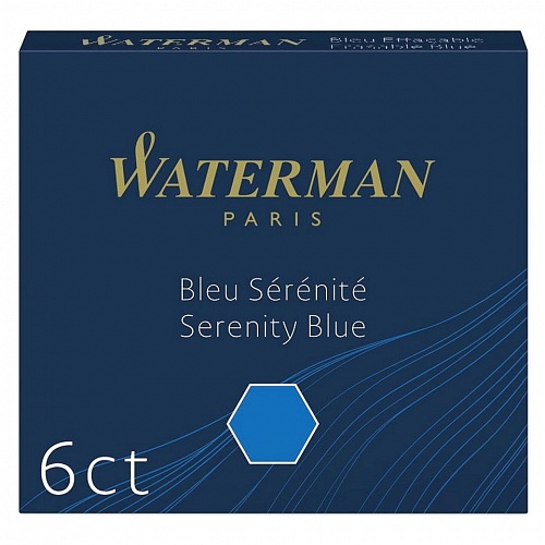 Капсулы для перьевых ручек Waterman короткие синий набор 6шт.(цена за шт.) S0110950