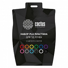 Пластик PLA для ручки 3D набор 12цветов по 10м Cactus CS-3D-PLA-12x10m