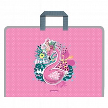 Папка на молнии А3 пластиковая с ручками Rose Flamingo Erich Krause, 52853