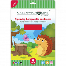 Картон 4цв 4л А4 гравюрный голографический Greenwich Line Ehc4-07695