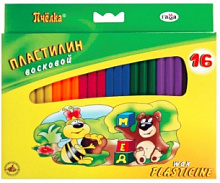 Пластилин 16 цв ПЧЕЛКА восковой, стек, картон, 280030Н, Гамма