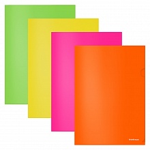 Папка-угол А4 пластик 0,18мм ассорти Glossy Neon Erich Krause, 53315
