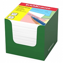 Блок для записи 9х9х9см белый, зеленый картонный бокс Erich Krause, 37009