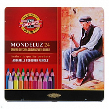Карандаши акварельные 24 цв. металлический пенал Mondeluz Koh-I-Noor, 3724/24