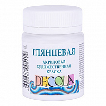Краска акриловая глянцевая 50мл белая Decola 2928104