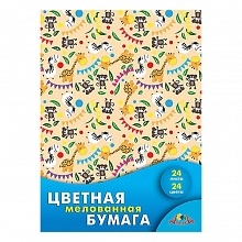 Цветная бумага 24цв 24л А4 мелованная Веселый зоопарк КТС-ПРО, С1233-05