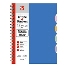 Тетрадь спираль 120л клетка голубая с разделителями Канц-Эксмо ТПР512026